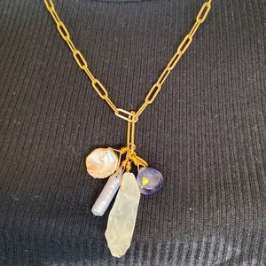 NEW- MITRA NECKLACE W/ mixed stones, shells and quartz